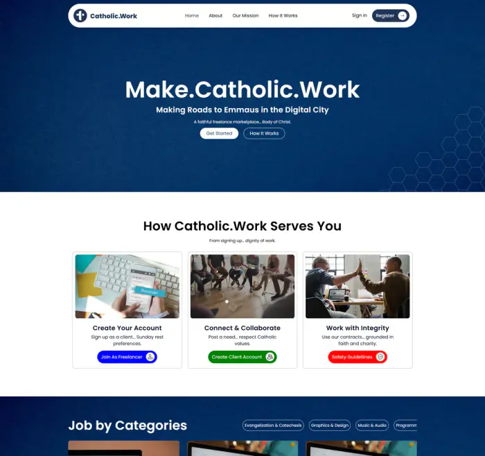 Catholic.Work website design preview