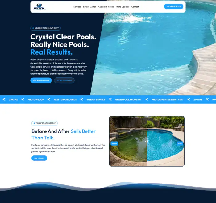 Pool Authority website design preview