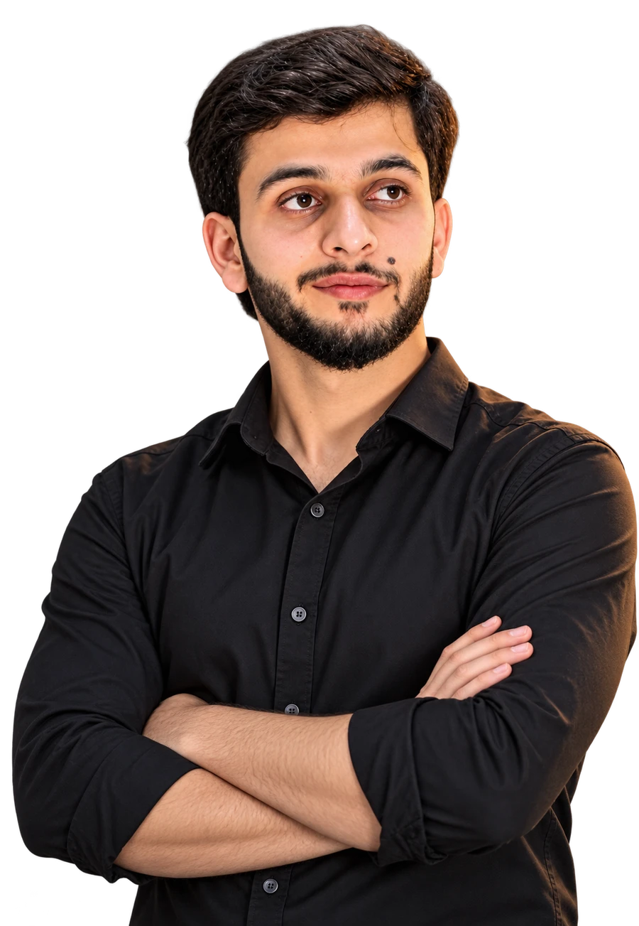 Zamad Hassan wearing a black shirt